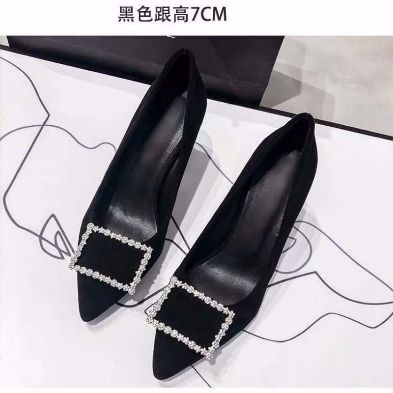 Туфли студентка корейская версия 2025 весна и осень новые легкие универсальные черные рабочие туфли пряжка толстый каблук высокие каблуки женские