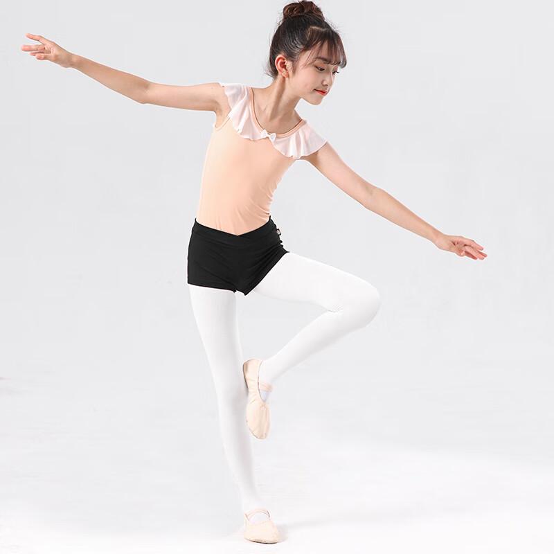 Zhiyouban Children's Dance Shorts, High-Waisted, Black Ballet Leggings for Girls, One-Third Length Shorts for Practice, Dancing And Exams