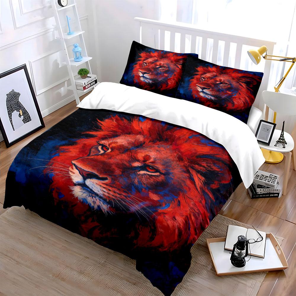 Fiery lion head artwork. Bedding sets Duvet cover sets Duvet covers Pillowcases(1 * Duvet Cover 2 * Pillowcases without duvet insert)