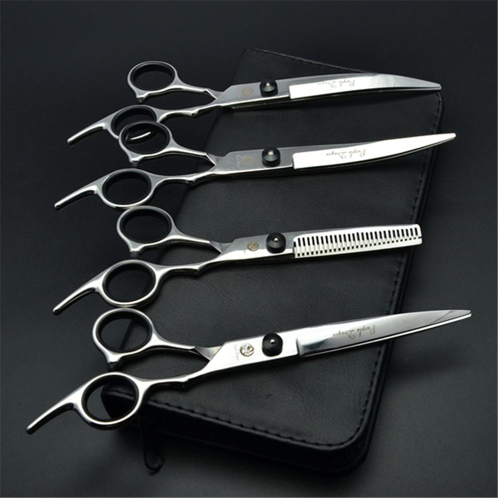 7'' Профессиональные ножницы для стрижки собак Парикмахерские ножницы Изогнутые филировочные ножницы Кот Питомец Салон Парикмахерская Японская сталь Z4001