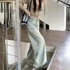Retro High-waisted Washed Old Jeans Women's Summer Loose and Thin Floor Pants Straight-leg Pants Wide-leg Pants Long Pants