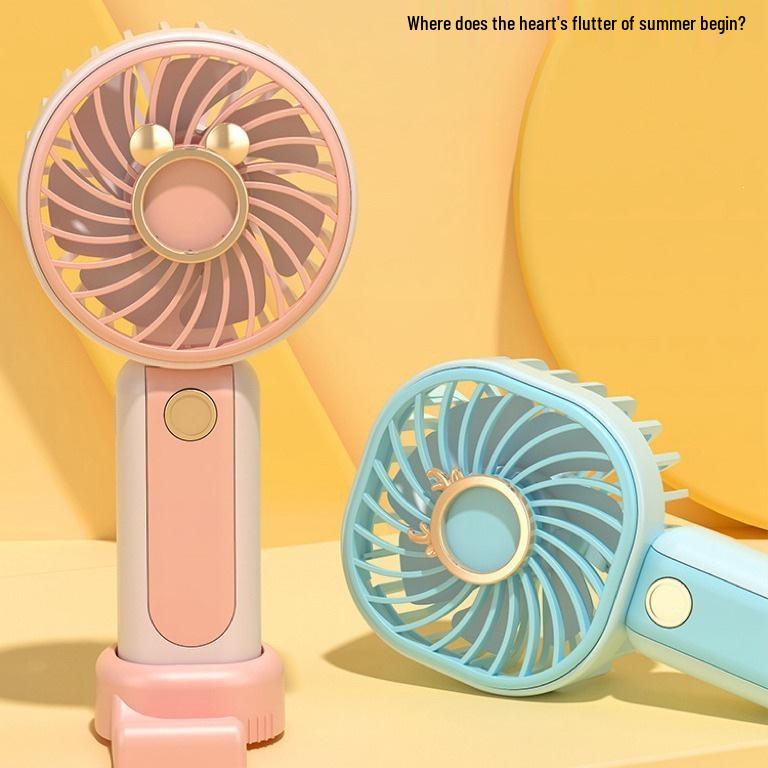 Portable USB Cartoon Handheld Mini Fan - Student Gift & Home Accessory