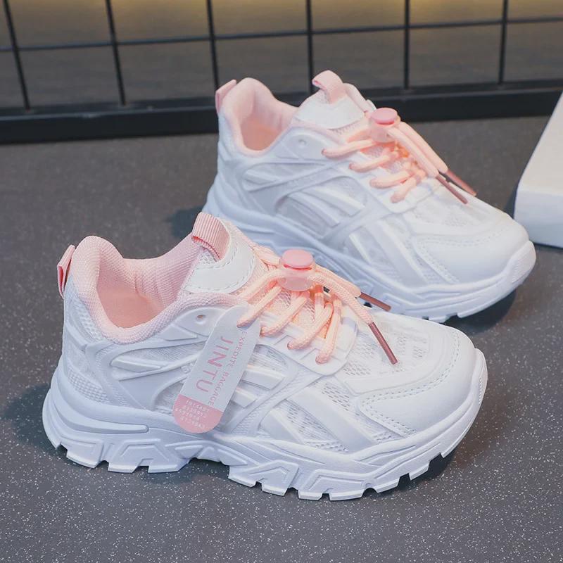 2024 Осень Новые Детские Противоскользящие Белые Туфли: Дышащие, универсальные туфли для папы с мягкой подошвой для мальчиков и девочек.