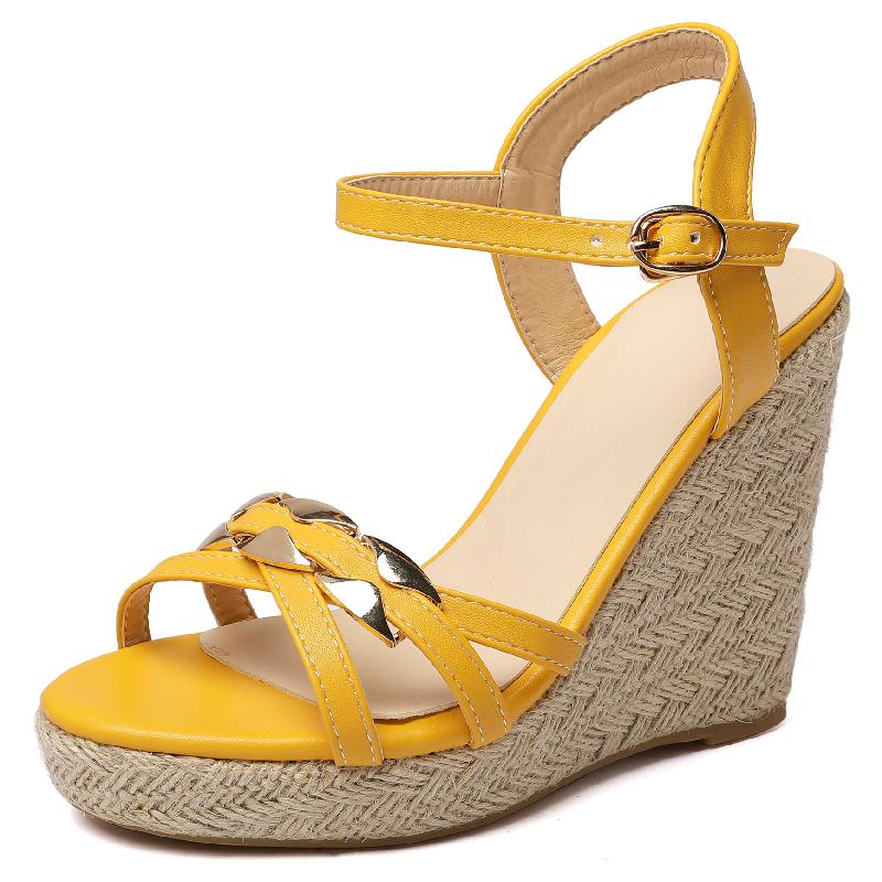 Wedge Shoes Sandals For Women Summer Flip Flops Large Size 44 45 50 Knitted High Heels Gladiator Casual Red Party Shoes Ladies