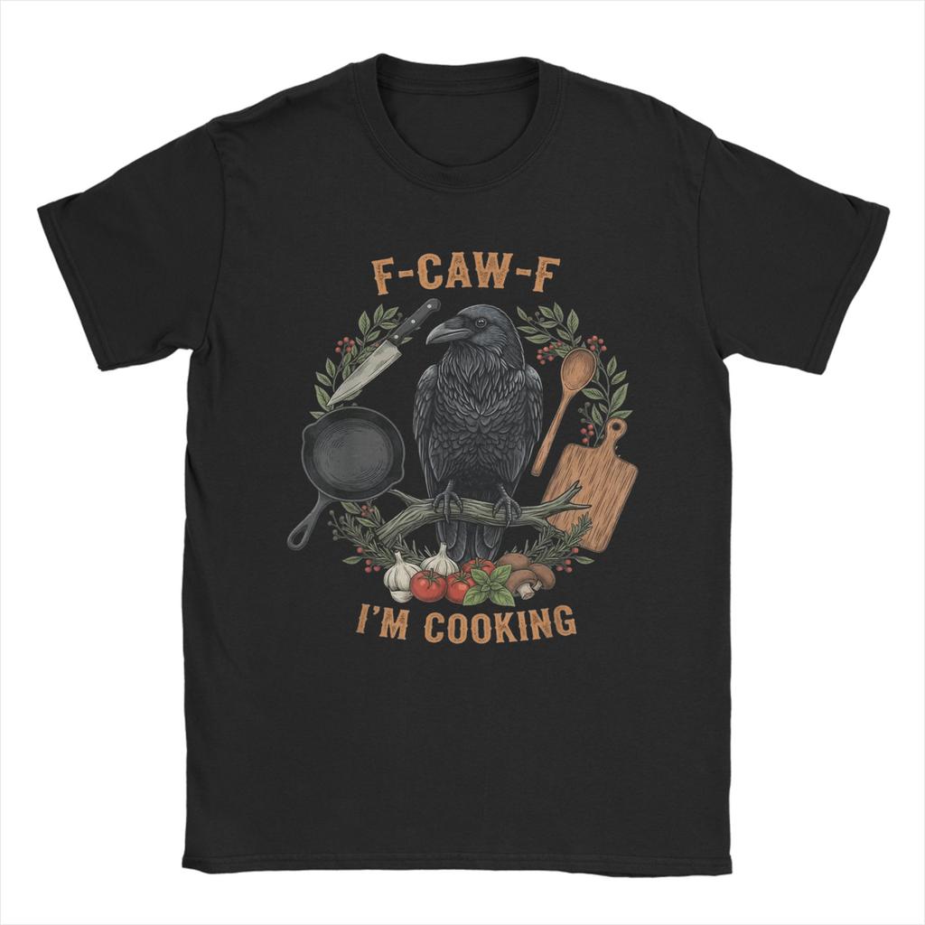 F-Caw-F Black Crow Pun Funny Bird Cawing Grunge T Shirt Popular T-Shirts Short Sleeve Funny Tops O Neck Oversize Tees