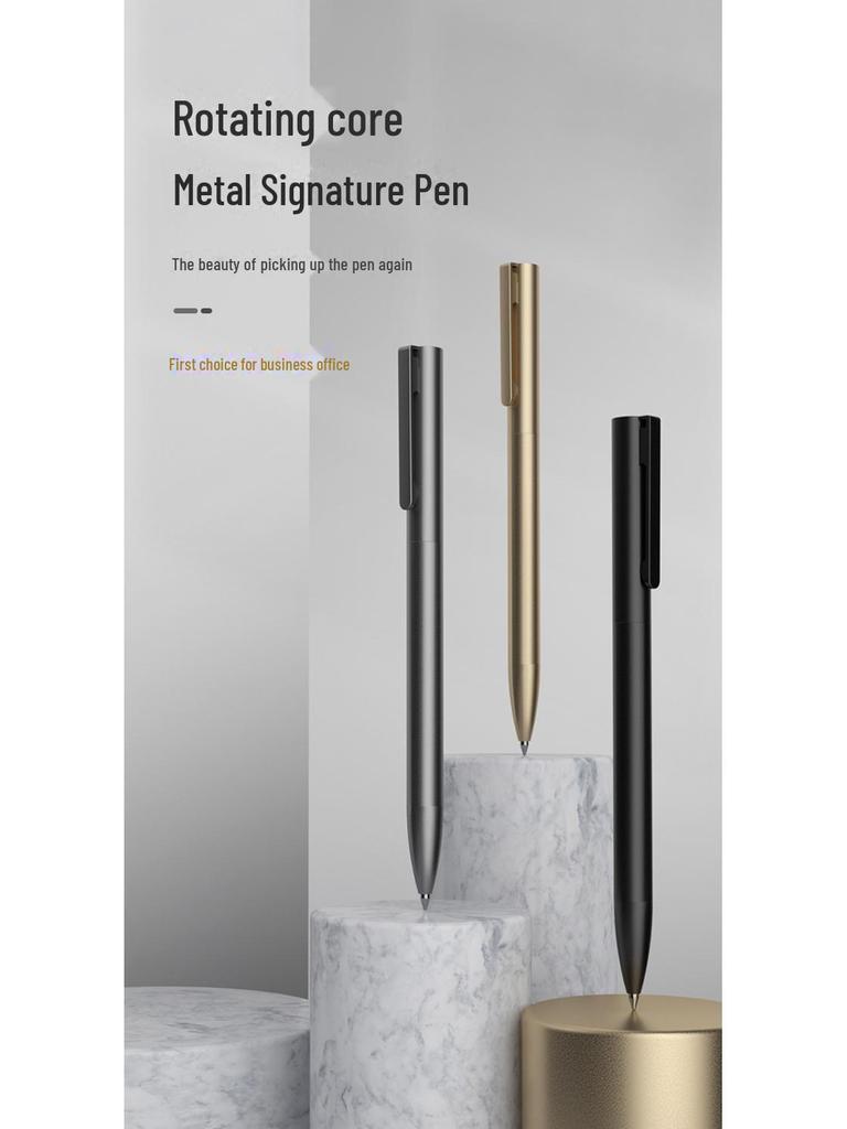 Вращающаяся металлическая гелевая ручка Beifa - черная 0,5 мм, стильный фирменный подарок