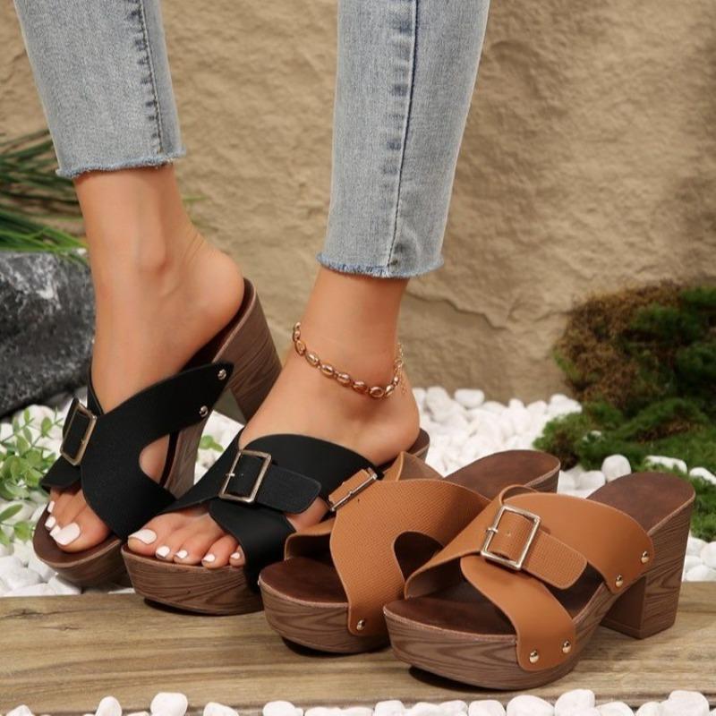 Fashion Summer Women Slippers Sandals 2024 High Heel Fashion Platform Fish Mouth Luxury Ladies Shoes Non-slip Casual Large