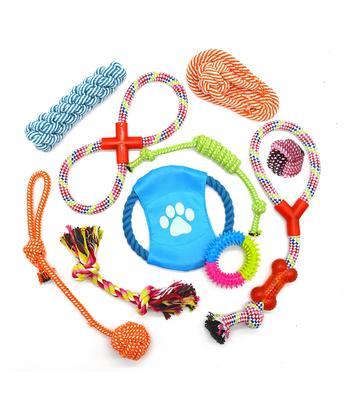 Набор из 10 игрушек для собак PetGround, прочный, подходит для маленьких, средних и крупных собак, включает веревку, мяч, фрисби, прорезыватель, обучающую жевательную игрушку