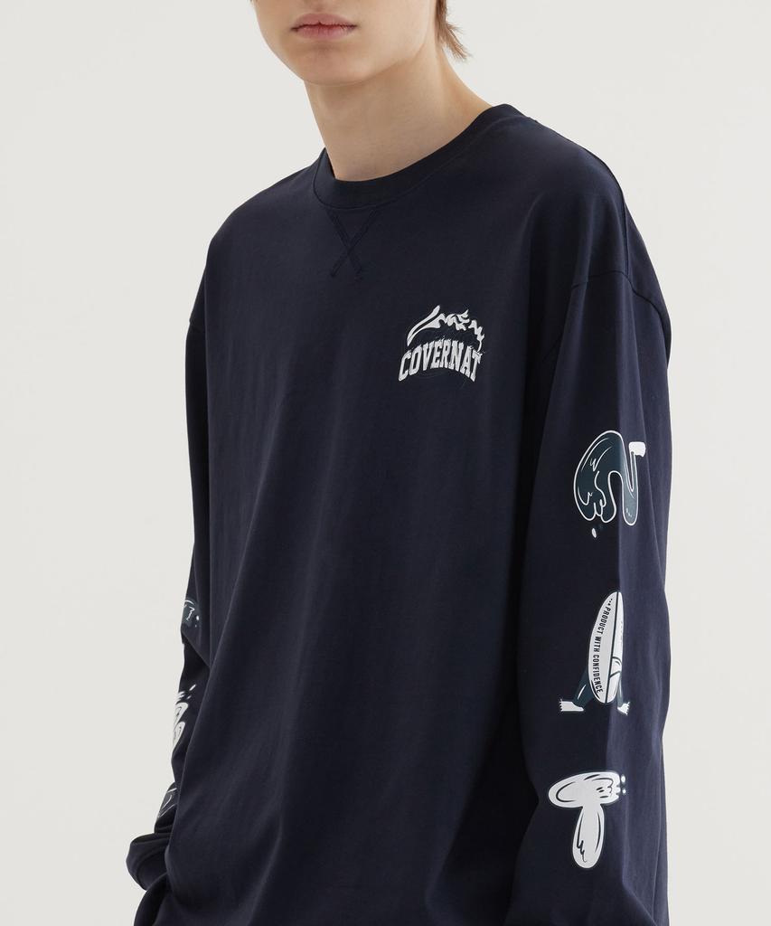 COVERNAT Wave Graphic Long Sleeve Dark Navy