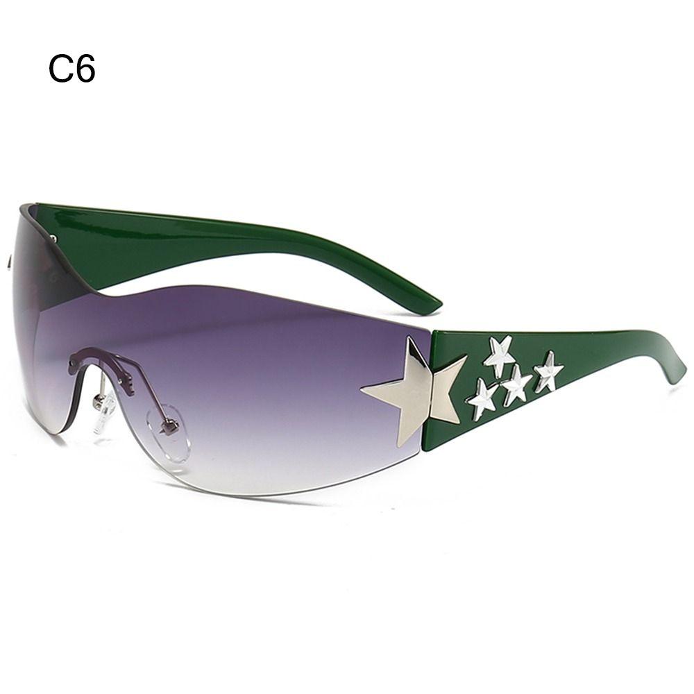 Велоспорт, Путешествия Женские и Мужские Крутые Модные Солнцезащитные очки Защита UV400 Солнцезащитные очки Без оправы Y2K Солнцезащитные очки Очки-маска Декор звездами