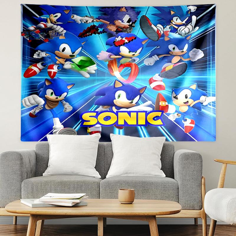 Sonic Print Tapestry, Lightweight Wall Hanging, for Bedroom, Dorm, Living Room, Home Art Decor, Birthday Christmas Gift for Friends