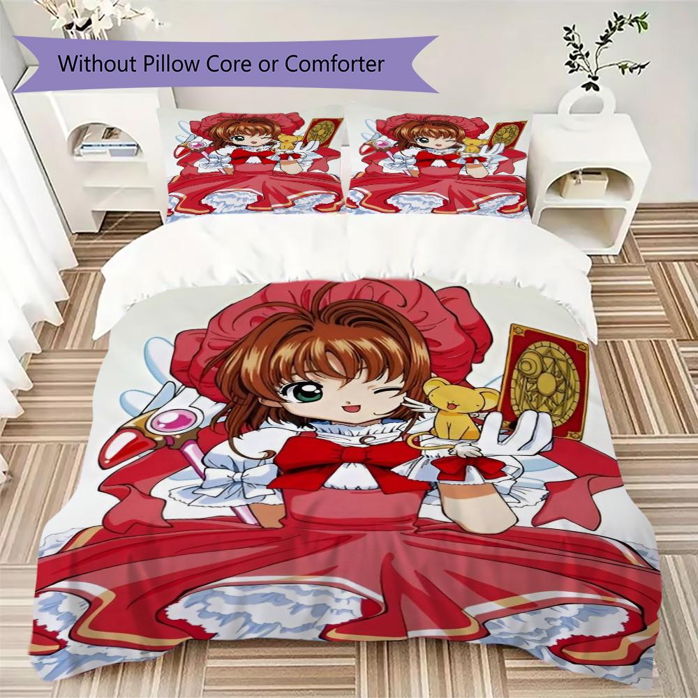 Постельное белье с узором Cardcaptor Sakura Комплект одеяла Пододеяльник Наволочка Домашний Декор Подарок на День Рождения (1 * пододеяльник + 2 * наволочка без наполнителя)