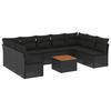 VidaXL Garden Lounge Set 10 Pcs with Cushions Black Braided Resin 3223787
