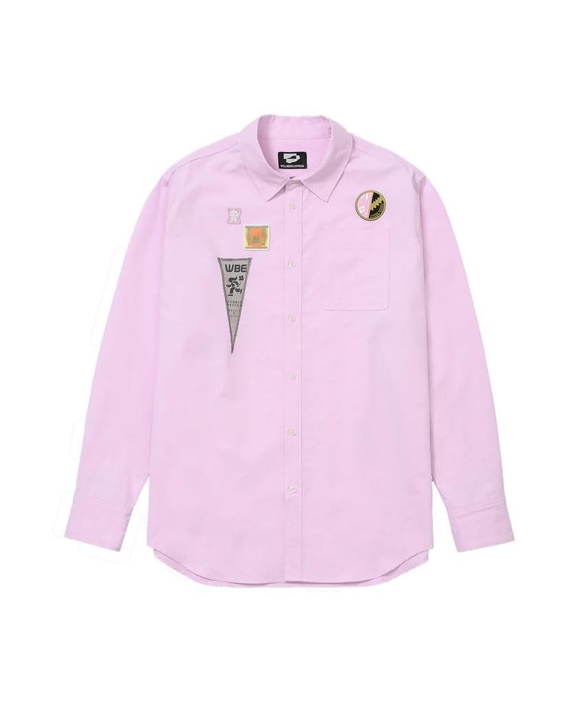 WELLBEING EXPRESS Patched Oversized Cotton Shirts Pale Pink