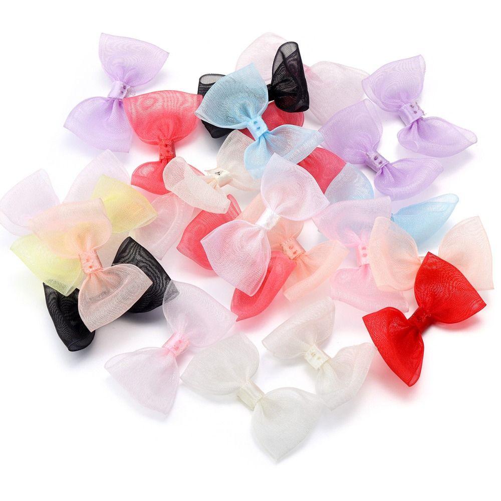20PCS 2.5*5cm Size Colored Ribbon Bows Gauze Ribbon Sewing Craft Bow Party Decoration