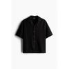 H M Loose Fit Ribbed caMp sHirt Black