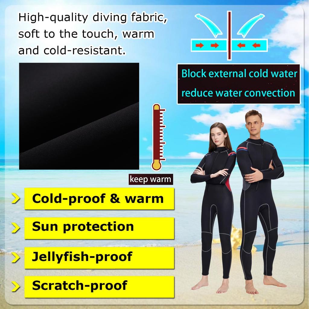 Индивидуальный цельный гидрокостюм 3 мм для пар, мужской и женский, с длинными рукавами, полный костюм для дайвинга, теплый костюм от солнца и медуз для серфинга и плавания