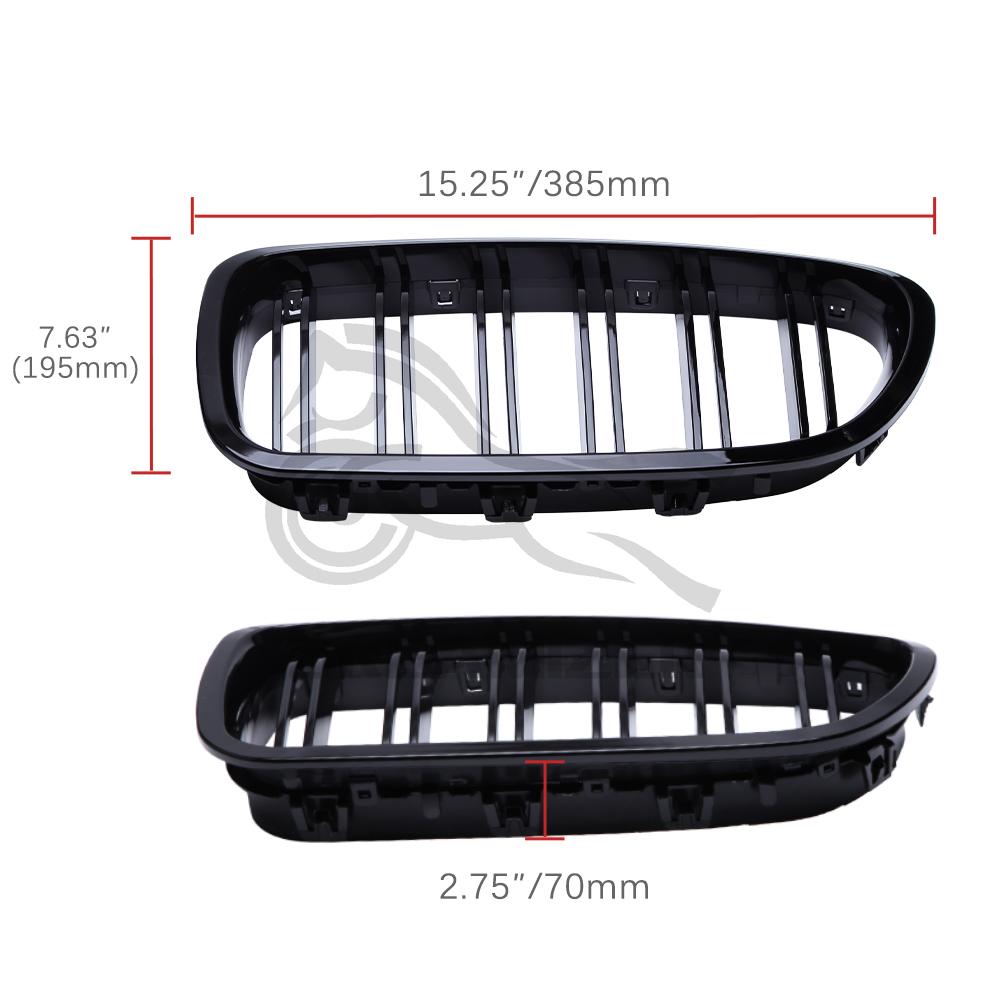 Автомобильный глянцевый черный гриль для почек с двумя рейками, гоночный гриль для BMW 5 серии, для F10 F11 F18 528i 535i 2010-2016, замена