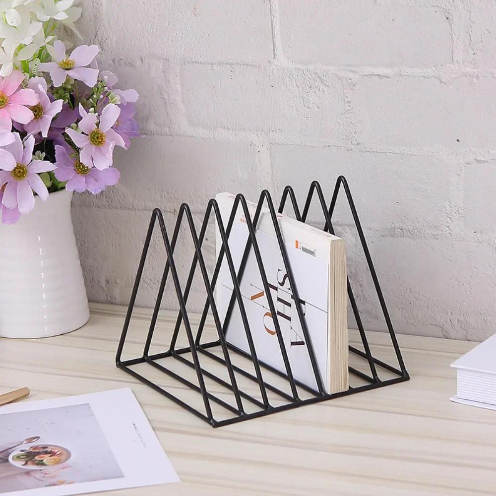 Book Storage Rack Black Newspapers Magazines Stand Student Stationeres Organizer Desktop Iron Book Shelf Vinyl Records Holder