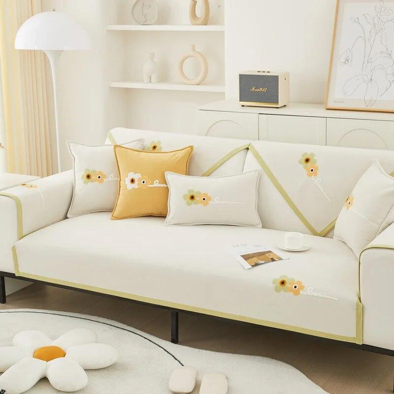 Chenille Sofa Cushion Four Seasons Universal Simple Modern Cloth Embroidered Sofa Cushion Non-slip Cushion Cover Back Towel