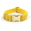 Soft Yellow Corduroy Dog Collar Leash Set With Engraved Metal Buckle Small To Large Breeds
