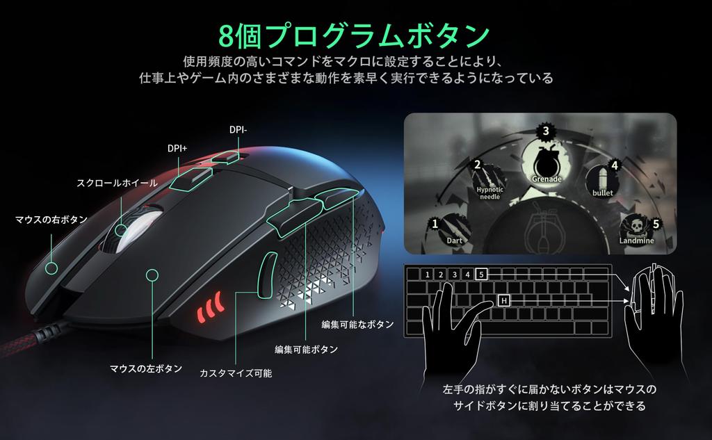 QYD Q303 PRO Gaming Mouse Wired Gaming PC Mouse 12800 Adjustable DPI LED Breathing Light RGB Mouse Ergonomic Design USB Gaming Mouse Compatible with