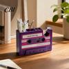 Detailed Vintage Pen Holder Retro Cassette Tape Holder, Creative Desk Organizer with Slots Storage And Compartments, Multifunctional Pencil Stand for