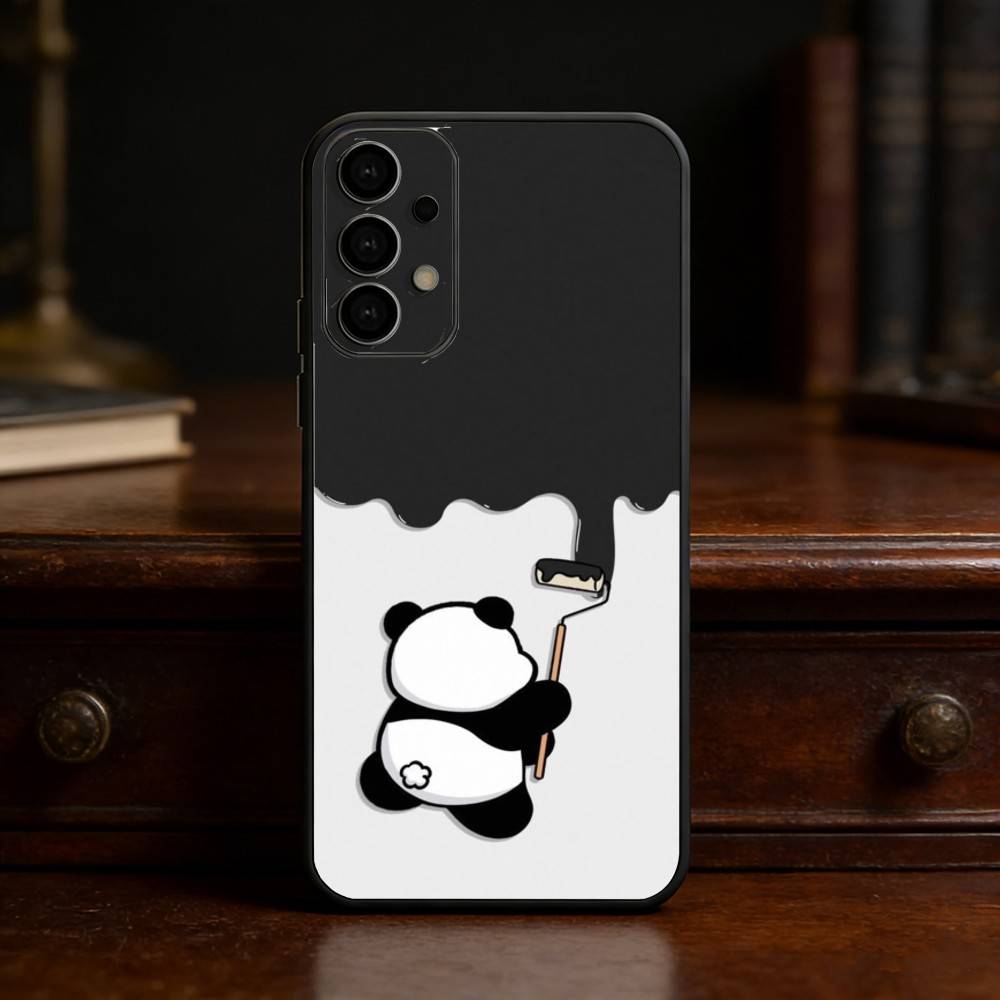 Смешной чехол для телефона с пандами P-Pandas для Samsung S25, S24, S21, S22, S23, S30, Ultra, S20, Plus, Fe, Lite Черный корпус