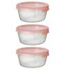 HARIO Heat-resistant Glass Storage Container,round 600mL,set of 3,microwave Safetransparent Salmon Pink, MST-2408-TSP