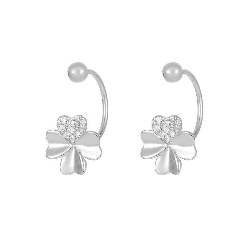 Серьги-крючки Banyan Tree S999 Silver Four-Left Clover с защитой от выпадения для женщин