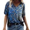 Summer Women Floral Print Tops V Neck Short Sleeve Loose 3D T Shirt
