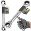JCB Double-ended Ratchet Ring Spanner 14x17mm Cr-V 12-point