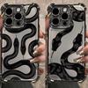 Роскошный Винтажный Черный Чехол для Телефона с Покрытием под Змею Для iPhone 17 Air 16 e 15 14 13 12 11 Pro Max Plus Mini SE 2020 2022 Airbag