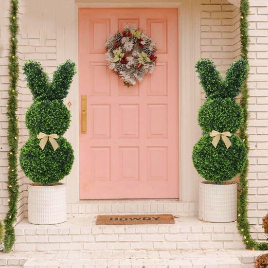 Рождественский снеговик топиарное дерево форма кролика искусственный топиарный кол для помещения улицы сад крыльцо искусственные кустарники растения украшение