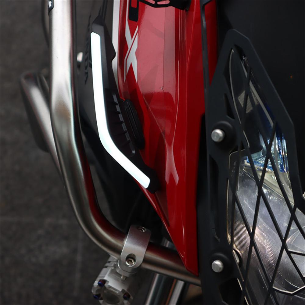 2x Motorcycle Winglet Side Spoiler Aerodynamic Wing Wind Fin W/ White LED Light