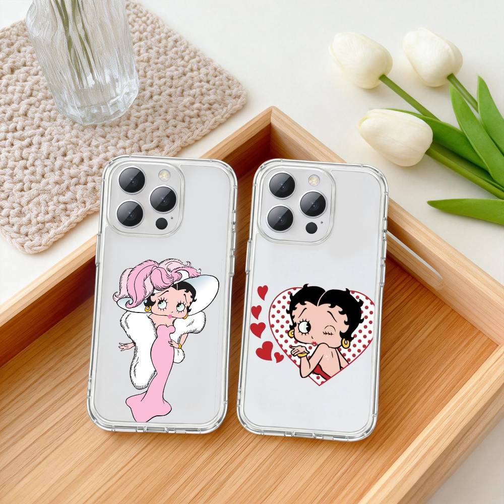 C-Classic Character Anime B-Bettys B-Boops Phone Case For iPhone17p 16 15 14 13 12 11 Mini Pro Max Plus Transparent Cover
