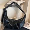 2025 Autumn Korean Large-capacity Retro Soft Leather Pleated Dumpling Bag Lazy Style Simple Casual Shoulder Bag