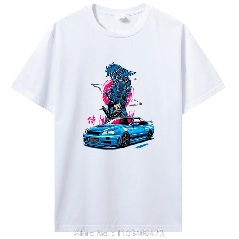 Jdm T Shirt Anime Initial D Drift Japanese Car Skyline R34 Tshirts Unisex Cotton Streetwear Graphic T-Shirts Clothing