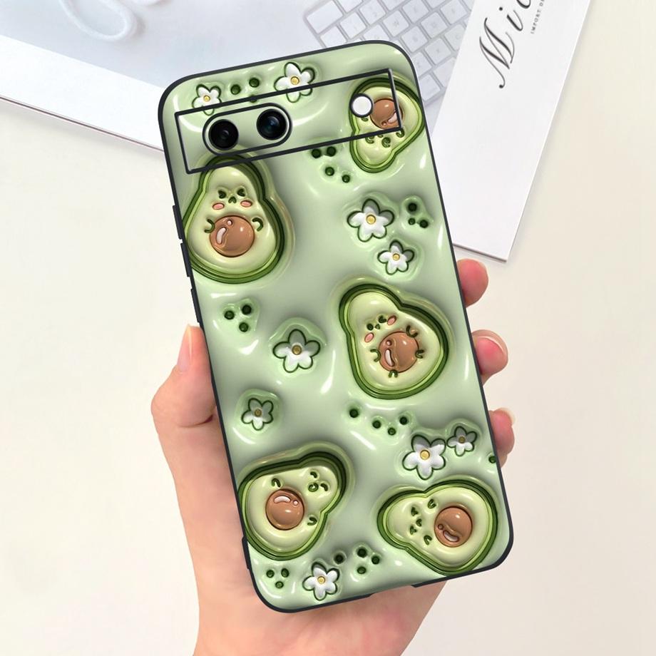For Google Pixel 8A 6 6A 7 Case Luxury Black Soft Silicone TPU Bumper Phone Cover for Google 6a Pixel8a Capa
