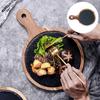 Круглая сервировочная тарелка-поднос из древесины акации для мяса, торта, овощей