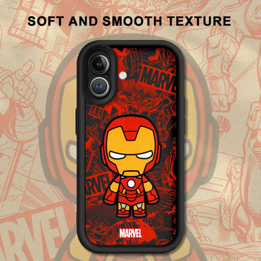 Мягкий чехол для телефона iPhone 13 12 11 Pro Max 15 16 14 Plus 17 Air XS Max XR 16e Marvel Мультяшный Железный человек