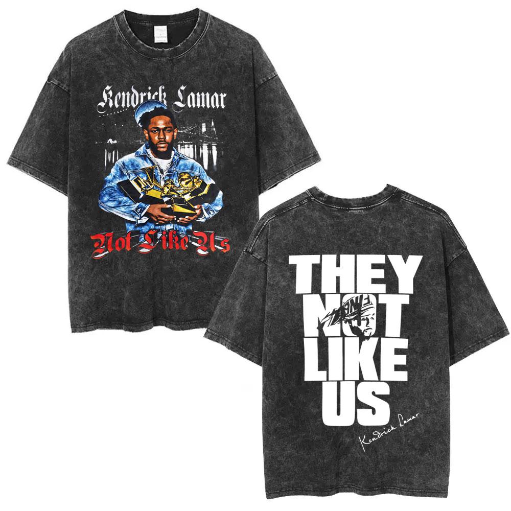 Washed Vintage Rapper Kendrick Lamar SZA Grand National Tour Tshirt They Not Like Us T Shirt Men Hip Hop Fashion Tshirt