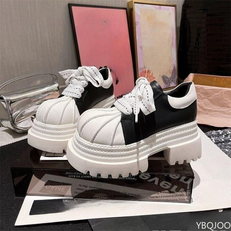 Модная женская обувь на толстой подошве, увеличивающая рост, на шнуровке, на толстом каблуке, простая, удобная, нескользящая, износостойкая