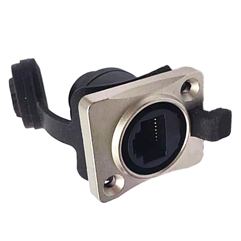 Разъем RJ45 гнездо проходной с крышкой водонепроницаемый стабильная передача данных медный промышленная сетевая розетка серебристый