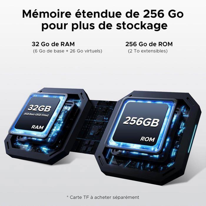 Smartphone Robuste DOOGEE Blade 10 Pro Energy 32Go+256Go Écran 6.56" HD+ 6150mAh Telephone Incassable Dural SIM 4.5G/IP68 Argent