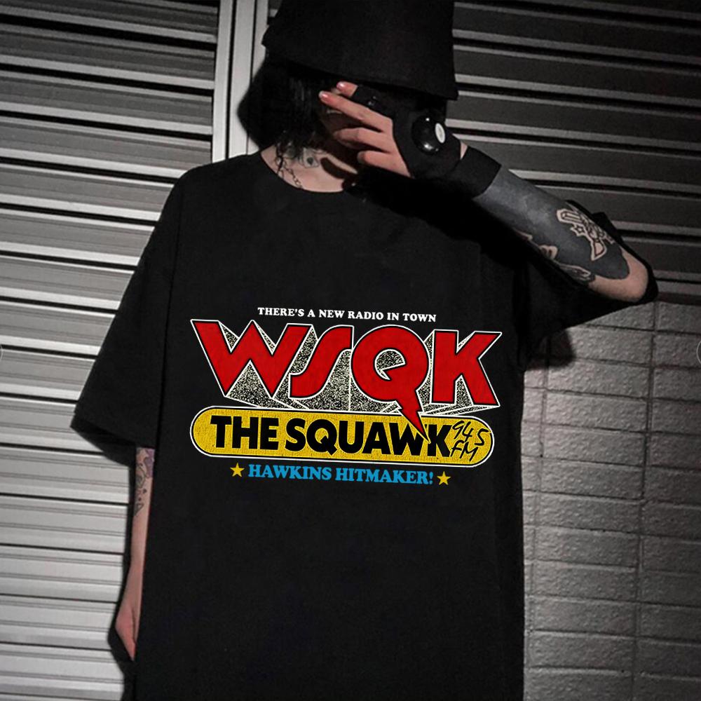 WSQK The Squawk 945 FM Футболка Летняя Мужская Женская Y2K Роскошная Мода Удобное Качество Оверсайз Футболка
