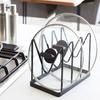 Kitchen Pot Lid Stand with Anti-skid Mat 4 Compartments V-shaped Cutting Board