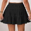 Women's Plus Size Ruffle Flared Skirts Elastic Waist Flowy Skirt With Lined Shorts