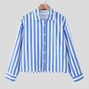 INCERUN Plus Size Men Casual Lapel Neck Long Sleeve Striped Loose Office Shirts