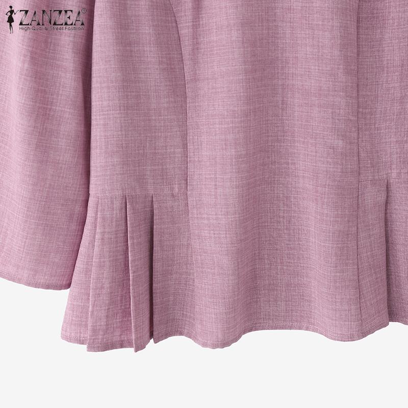 ZANZEA Женская повседневная блузка в стиле ретро со стойкой и рукавом 3/4